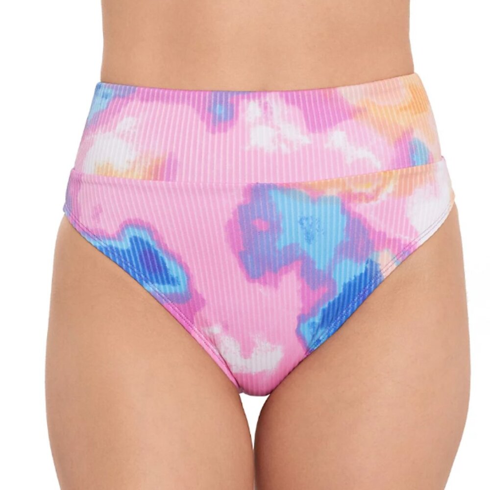 Salt + Cove Juniors' Tie-Dye Wide Band High-Waisted Swim Bottoms Sz XS
